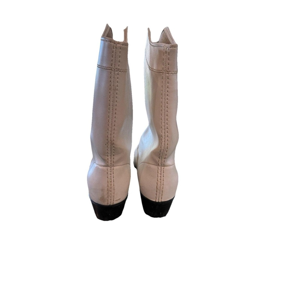 Vintage White Western /Majorette Go-go Mid-Calf Leather Boots for Women USA - Picture 3 of 7